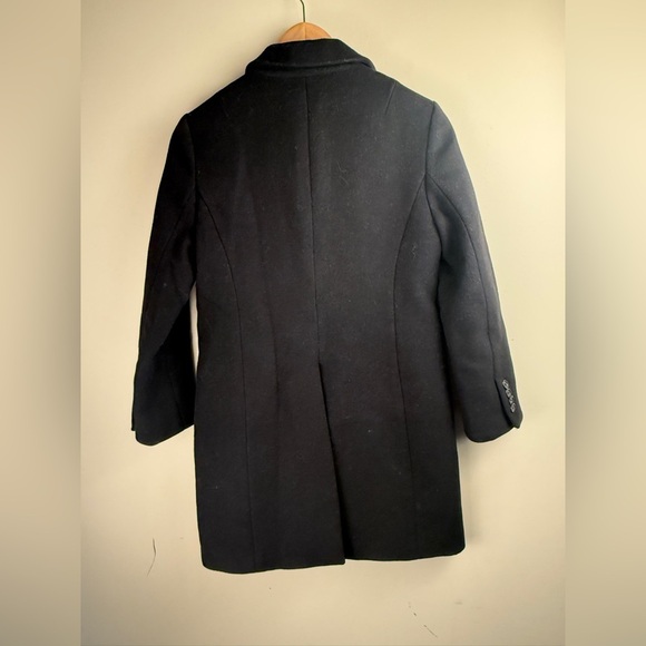 J. Crew Wool Cashmere Lined Mid-Length Black Coat Size 2 Petite Soft - Picture 2 of 10
